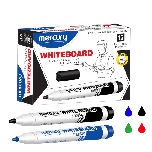 Mercury Board Marker Bullet Black 12 Pcs