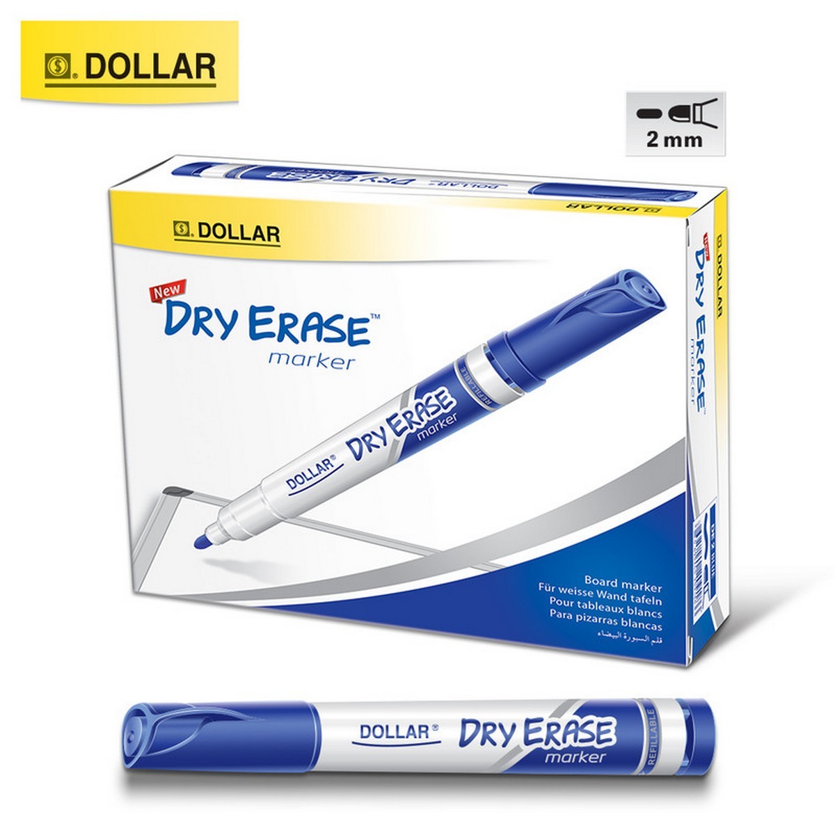 Dollar Dry Erase Board Marker Bullet Blue 12 Pcs