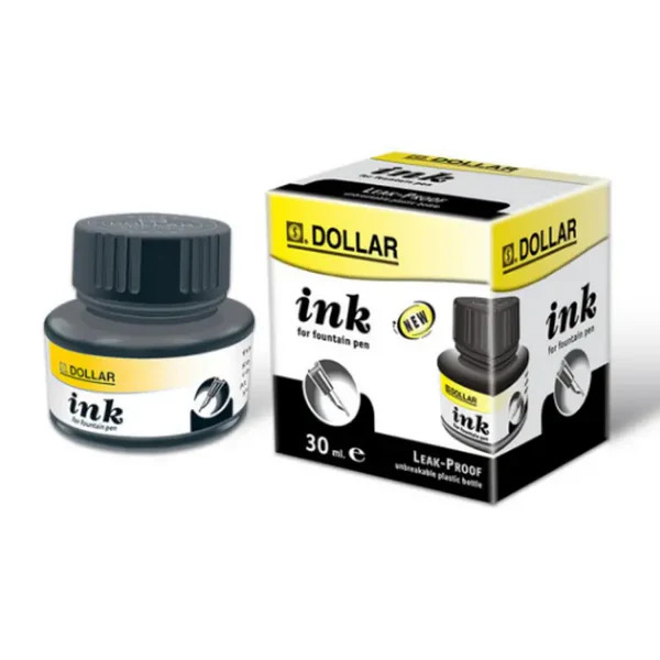 Dollar Fountain Pen Ink 30ml Black 12 Pcs