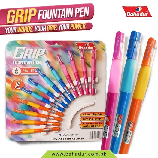 Bahadur Grip Ink Pen 12 Pcs