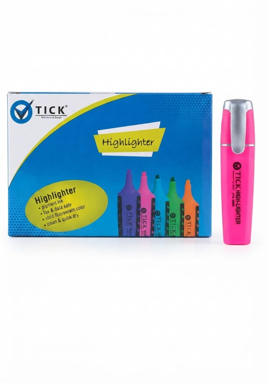 TICK HIGHLIGHTER 12PCS PINK