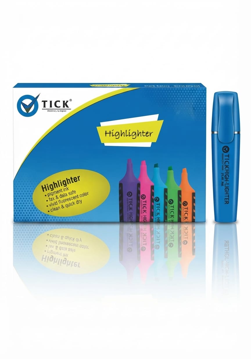 TICK HIGHLIGHTER 12PCS BLUE